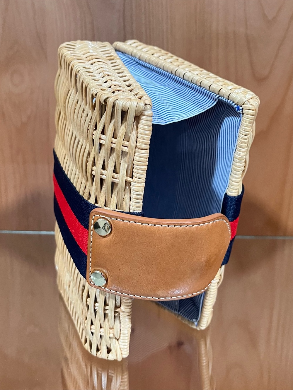 J. McLaughlin Wicker Olivia Clutch Natural Stripe - Picture 15 of 17